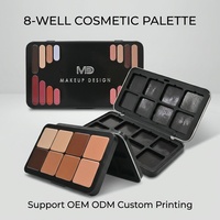 Boîte en métal rectangulaire vide pour palette de fards à paupières, 8 compartiments, étui de maquillage personnalisé avec impression de marque privée, vente en gros