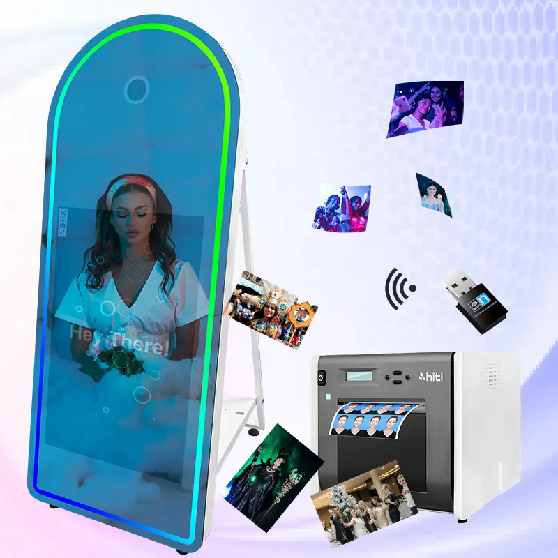 Photomaton rétro de miroir magique de selfie avec le logiciel d'imprimante d'appareil-photo pour le mariage et les événements