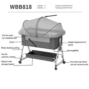 <span class=keywords><strong>Cuna</strong></span> <span class=keywords><strong>de</strong></span> Bebé Multifuncional <span class=keywords><strong>de</strong></span> Alta Calidad, Plegable, Ajustable en 6 Alturas, para Viajes, <span class=keywords><strong>Cuna</strong></span> <span class=keywords><strong>de</strong></span> Bebé Junto a la Cama - Product Image 2