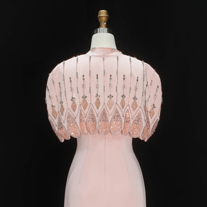<span class=keywords><strong>Robe</strong></span> de soirée <span class=keywords><strong>droite</strong></span> de luxe Lsz302 ornée de perles avec fente et cape, élégante pour femme, pour occasions formelles et fêtes, Jancember - Product Image 5
