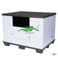 Boîte de palettes en plastique PP d'usine, réutilisable, type Gaylord, avec séparateurs, certifiée SGS, logo personnalisé, forme sur mesure, écologique, étanche, anti-UV