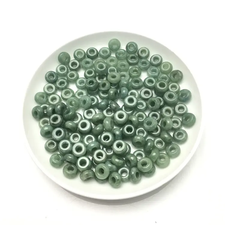 Cuentas de rondelle de jade con agujero grande para hacer joyas, cuentas de piedras preciosas naturales aptas para Dijes, Pulsera, Círculo de jade