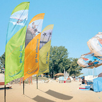 Kit de drapeau de plage personnalisé coupe-vent en plumes, comprenant un mât et une base, pour événements et expositions