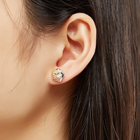 Boucles d'oreilles clous YTJX pour femmes, design tricolore, mini-boucles d'oreilles tendance, bijoux de qualité, vente en gros, accessoires de tous les jours