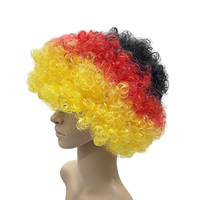 Perruque afro bouclée courte et moelleuse tricolore, perruque synthétique douce pour les fans de sport, les fêtes, le cosplay et les tenues quotidiennes