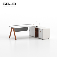 Bureau de direction moderne haut de gamme en forme de L, table de bureau créative pour superviseur, ensemble de bureau commercial avec rangement