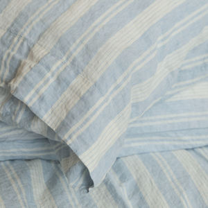 ชุดเครื่องนอนผ้าลินินธรรมชาติ ชุดผ้านวมพร้อมปลอกหมอน ชุดผ้าปูที่นอนเพื่อสุขภาพ ลายทาง - Product Image 2