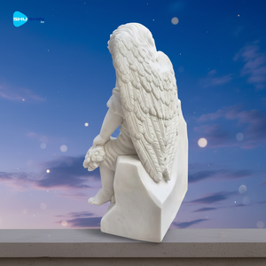 Мемориальный памятник из натурального мрамора «Маленький ангел», красивый белый мраморный надгробный камень «Маленький ангел» - Product Image 5