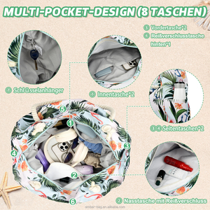 Bolsa de Playa Personalizada de Gran Capacidad, Bolsa de Gimnasio de Alta Calidad para Mujer, Bolsa de Viaje, Bolsa de Hombro, Bolsa de Lona para Viajes a la Playa o Piscina - Product Image 5