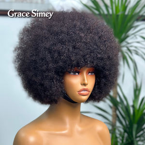 Pixie ricce parrucche NON in pizzo brasiliano capelli frontali allineati <span class=keywords><strong>Afro</strong></span> ricciolo naturale capelli umani parrucche - Product Image 1