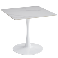 Table de salle à manger carrée ou ronde en MDF pour la restauration, avec base en pierre frittée et métal, vente en gros pour restaurants