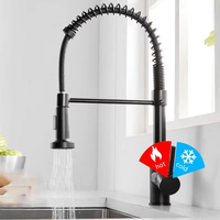Robinet de cuisine à ressort en acier inoxydable de style classique à 2 modes mitigeur monté sur le pont robinets de cuisine à eau chaude et froide