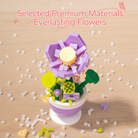Bloques de Construcción de Plantas en Maceta con Diseño Floral, Ladrillos de Flores, Belleza y Romance a Alcance de Mano para Decoración de Escritorio