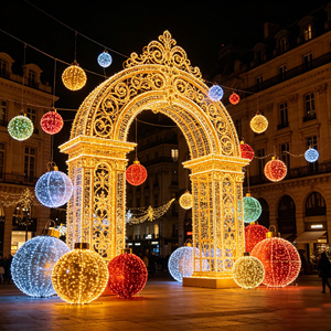 Arche <span class=keywords><strong>de</strong></span> Noël géante personnalisée à LED, imperméable, <span class=keywords><strong>installation</strong></span> d'éclairage commercial pour les fêtes - Product Image 1