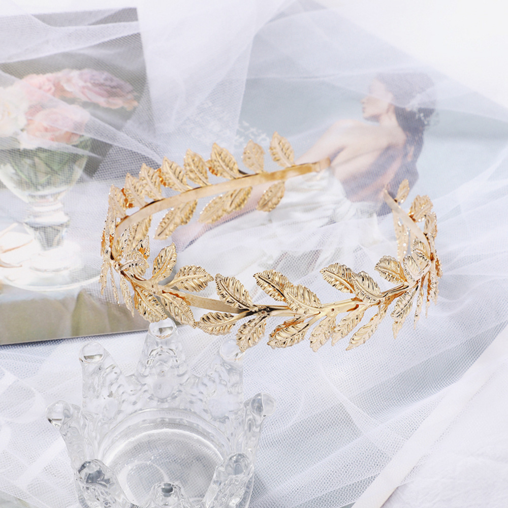 Xuniu Couronne Bandeau Cheveux Vintage Déesse Feuilles D'Olive - Accessoire Mariage Chic Doré