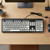 Clavier USB filaire à gros caractères surdimensionné pour les personnes âgées, les malvoyantes et les personnes ayant des problèmes de vision, clavier pleine taille