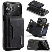 Dompet Kulit dengan Penyangga Retro Magnetik, Casing Lepas Pasang 2-IN-1 dengan Slot Kartu, Pelindung Anti Benturan untuk iPhone 17 18 Pro Max