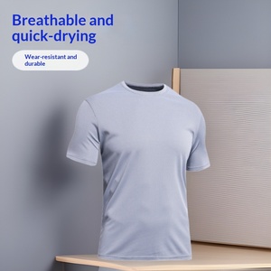 XIANGYU T-shirt sportiva da uomo <span class=keywords><strong>a</strong></span> girocollo <span class=keywords><strong>a</strong></span> maniche corte con motivo <span class=keywords><strong>a</strong></span> <span class=keywords><strong>pois</strong></span>, ad asciugatura rapida e traspirante in mesh, ideale per palestra, corsa e allenamento - Product Image 5