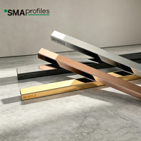 Promotion : Profilé en U en acier inoxydable 304, finition miroir or/noir, bande décorative murale en métal pour carrelage, idéal pour la décoration intérieure