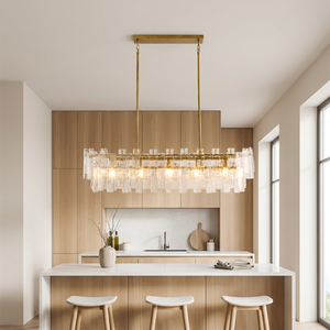 Lámpara Colgante LED Rectangular de Cobre <span class=keywords><strong>Vintage</strong></span>, Estilo Francés Moderno, con Cristales Helados, para Comedor y Cocina, Venta al por Mayor - Product Image 1