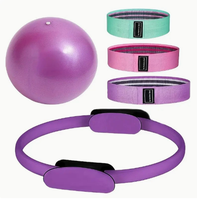 Ensemble d'équipements de Pilates pour la maison, ballon de yoga miniature en PVC, anneau de Pilates Magic Circle, bande de résistance élastique légère.
