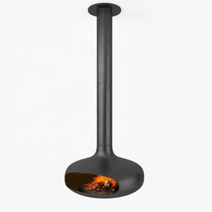 <span class=keywords><strong>Estufa</strong></span> de Leña Giratoria, Chimenea Suspendida de Esquina, Acero Corten, para Interiores, Sala de Estar, Negro Mate, Contemporánea, de Etanol - Product Image 1