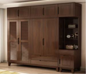 Armoire traditionnelle en bois avec portes à battants, en bois massif, autoportante, grande capacité, meubles de chambre à coucher - Product Image 6