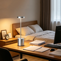 Lampe de table LED sans fil rechargeable, portable, en métal, pour intérieur et extérieur, avec charge USB et commande tactile, veilleuse de chevet