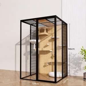 Royal Cat Castle Villa Cage en bois avec bac à litière <span class=keywords><strong>perche</strong></span> 3 niveaux Playhouse intérieur luxe chat meubles Pet Villa House - Product Image 4
