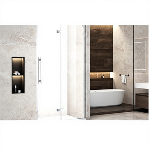 Porte <span class=keywords><strong>de</strong></span> douche coulissante ultra-étroite minimaliste en acier inoxydable 304 avec verre trempé et film anti-explosion – Design minimaliste moderne pour - Product Image 3