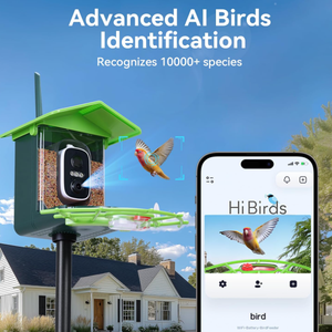 Caméra de surveillance pour mangeoire à <span class=keywords><strong>oiseaux</strong></span> avec poteau de 75 pouces, carte SD 32 Go, reconnaissance des espèces d'<span class=keywords><strong>oiseaux</strong></span> par IA, alimentation solaire, vidéo HD 2K, matériau ABS durable - Product Image 3