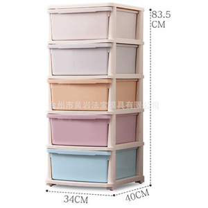 <b>Plastic</b> Storage <b>Drawers</b> 34x40x83.5 Cm 5 Tier <b>Stackable</b> Toy Organizer Easy To Clean Standing Type - Product Image 1
