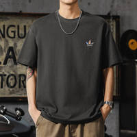 Nouveau T-shirt tricoté imprimé à manches courtes pour homme 2025 – Coupe régulière américaine et japonaise, col rond doublement cousu, décontracté et respirant
