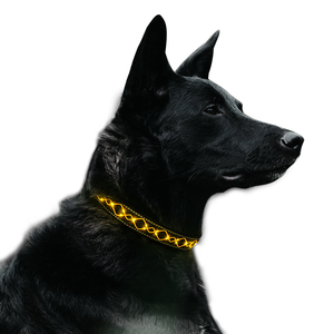 Suave recargable LED perro y gato <span class=keywords><strong>Collar</strong></span> Durable poliéster alta visibilidad bordado arte cuerda diseño estilo clásico patrón sólido - Product Image 6