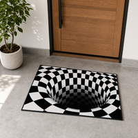 Tapis 3D moderne noir et blanc en polyester, fabriqué à la machine, pour la décoration du salon et de la chambre, grande taille, lavable en machine
