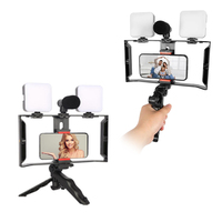 Kit d'éclairage vidéo LED pour téléphone avec microphone, trépied pieuvre pour smartphone, kit de réalisation vidéo et de vlogging
