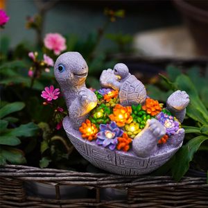 Figurine de <span class=keywords><strong>tortue</strong></span> solaire en résine, design mignon, lumières LED, décorations de jardin, pelouse, patio, cour, cadeau pour bébé, pour maman - Product Image 4