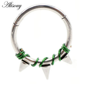 Alisouy 1PC Acier inoxydable Twist Wire Hinged <span class=keywords><strong>Clicker</strong></span> Nose Hoop Rings Ear Cartilage Tragus Daith Septum Body Piercing Jewelry - Product Image 4