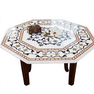 Mesa de Pedestal Redonda de Mármol, Muebles Contemporáneos Ecológicos Hechos a Mano, Resistentes al Agua y al Fuego, para Salas de Estar y Hoteles de Lujo - Product Image 2