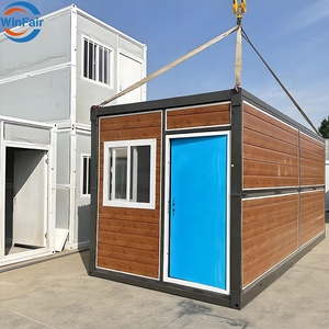 WinFair Prefabricado Techo plano Portátil Prefab Mini Fiji-Container-House Foldout Terminado Container House Brown Luxury Villas - Product Image 1