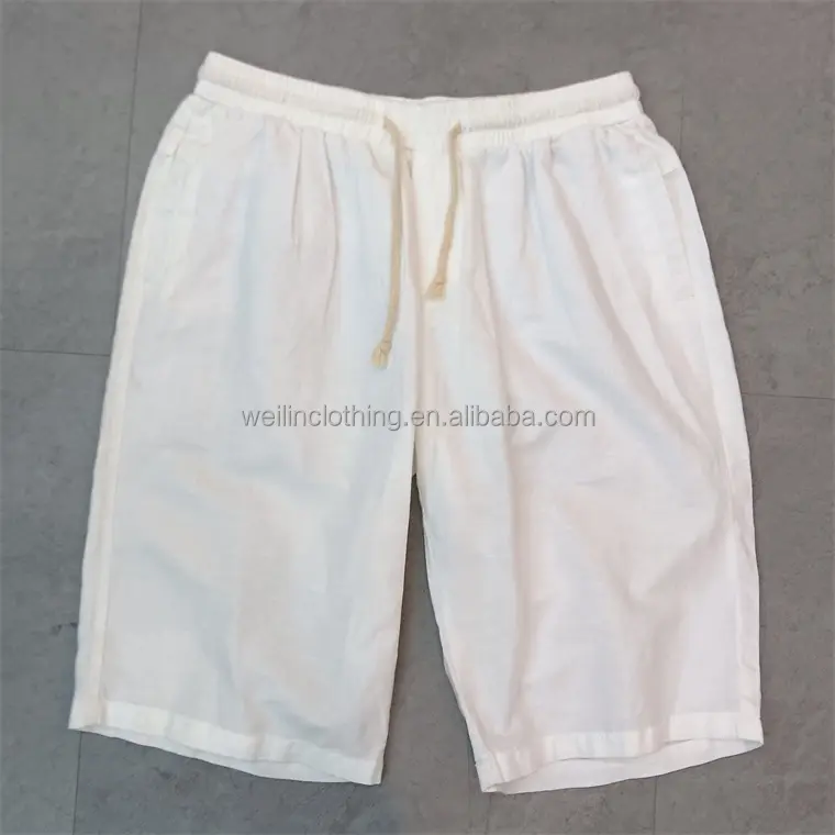 Pantaloncini da uomo in lino 100% leggero con coulisse traspirante personalizzati