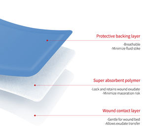 Alexer 4x4 ağır boşaltma yara için süper emici yara pansuman, yara bakımı için yapışmaz süper emici bandajlar - Product Image 4