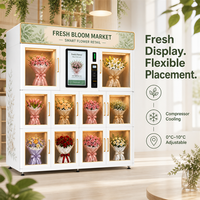 Máquina Expendedora Refrigerada Inteligente Comercial de 10 Puertas para Ramos de Flores Frescas con Pantalla Táctil y Pago con Tarjeta y Efectivo