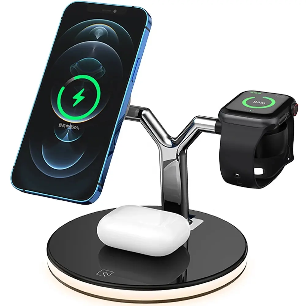 Customization OEM 3 in 1 Fast Charging Station Dock 15W Magnetic Wireless Charger for iPhone 12 Pro Iwatch Ipods