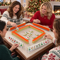 Tuiles de Mahjong Américaines 4 couches, motif de Noël, en stock, OEM ODM, vente en gros, collection de cadeaux de fêtes, ensemble de jeu
