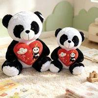 Cadeau de la Saint-Valentin, peluche panda en peluche avec cœur rouge, rembourrage en coton PP