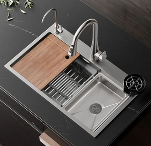 ブラックフライデーホットセールモダンガングレーキッチンシンク多機能キッチンシンク304ステンレススチールキッチンシンクセット蛇口 - Product Image 5