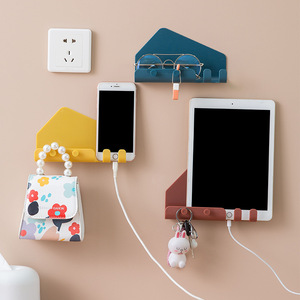Adhesive Wall Mount Charging <b>Stand</b> <b>For</b> Phone <b>Tablet</b> With Storage Hooks Bedroom Door Back 4 Hooks - Product Image 1