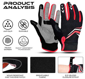 Gants <span class=keywords><strong>de</strong></span> cyclisme OEM à doigts entiers, antidérapants, absorbant les chocs, compatibles écran tactile, unisexes, respirants, séchage rapide, pour gym, <span class=keywords><strong>BMX</strong></span>/MTB, <span class=keywords><strong>course</strong></span> sur route - Product Image 1