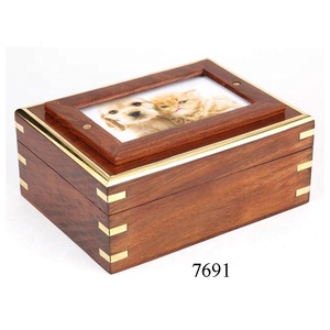 Plain Wood Cremation Funeral Pet Urn Paw Inlay Design <b>Keepsake</b> Pet <b>Ashes</b> Urn Wooden Cremation Urns Wholesale - Product Image 5
